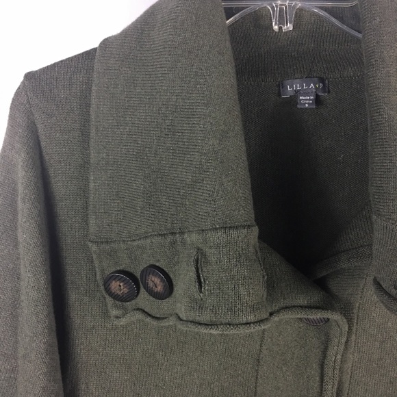 Lilla P Green Asymmetrical Belted Green Sweater - Picture 4 of 6